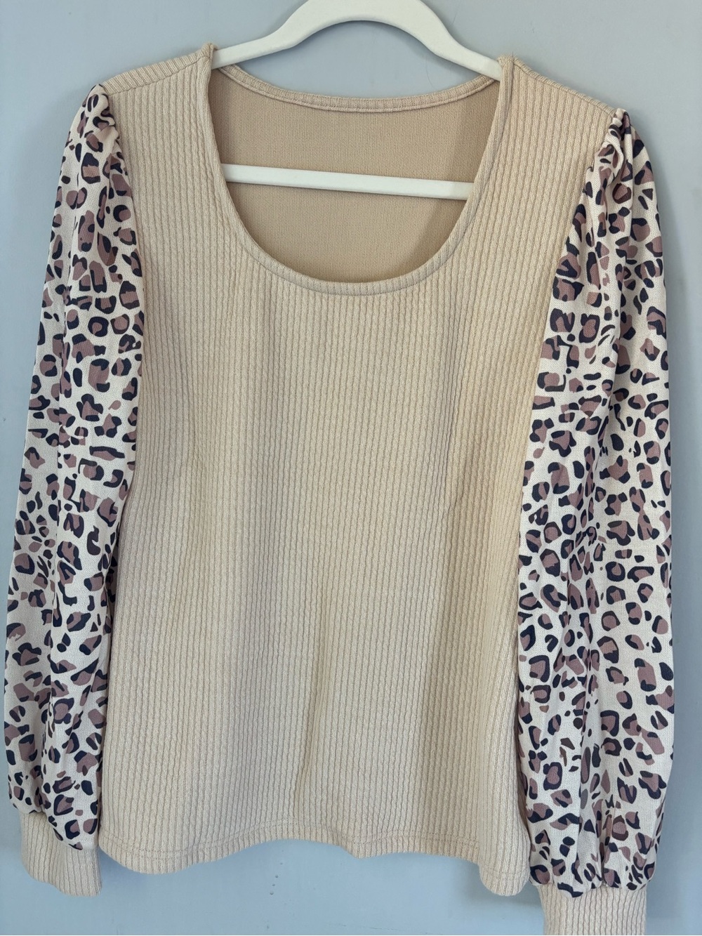 NWOT Leopard Sleeve Knit Top
